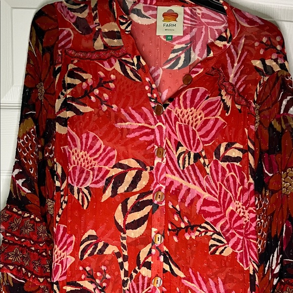 Farm Rio Anthropologie Mixed Floral Tiered Chiffon Maxi Dress Size Extra Small - Picture 3 of 9